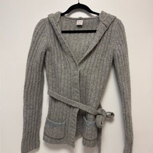 Abercrombie & Fitch ✨VINTAGE✨ Gray Hooded Cardigan with Belt and Pockets